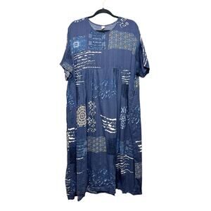 Ya Wee Womens Patchwork Babydoll Tunic Maxi Dress Womens 1X Dark Boho Beachy